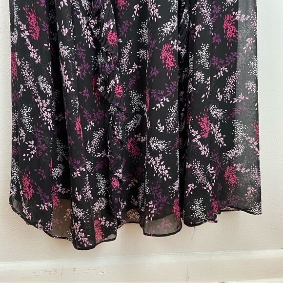 Lane Bryant Black Asian Floral Ruffled Tiered Maxi Dress Plus Size Boho Romantic - Picture 12 of 15